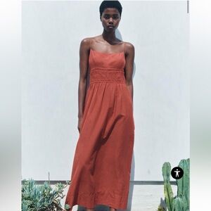 Zara COTTON MIDI DRESS ZW COLLECTION Size XL NWT